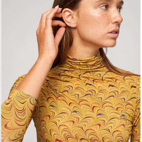 ULLA JOHNSON AURELIA TIGERS EYE YELLOW TURTLENECK SIZE LARGE - Picture 6 of 16